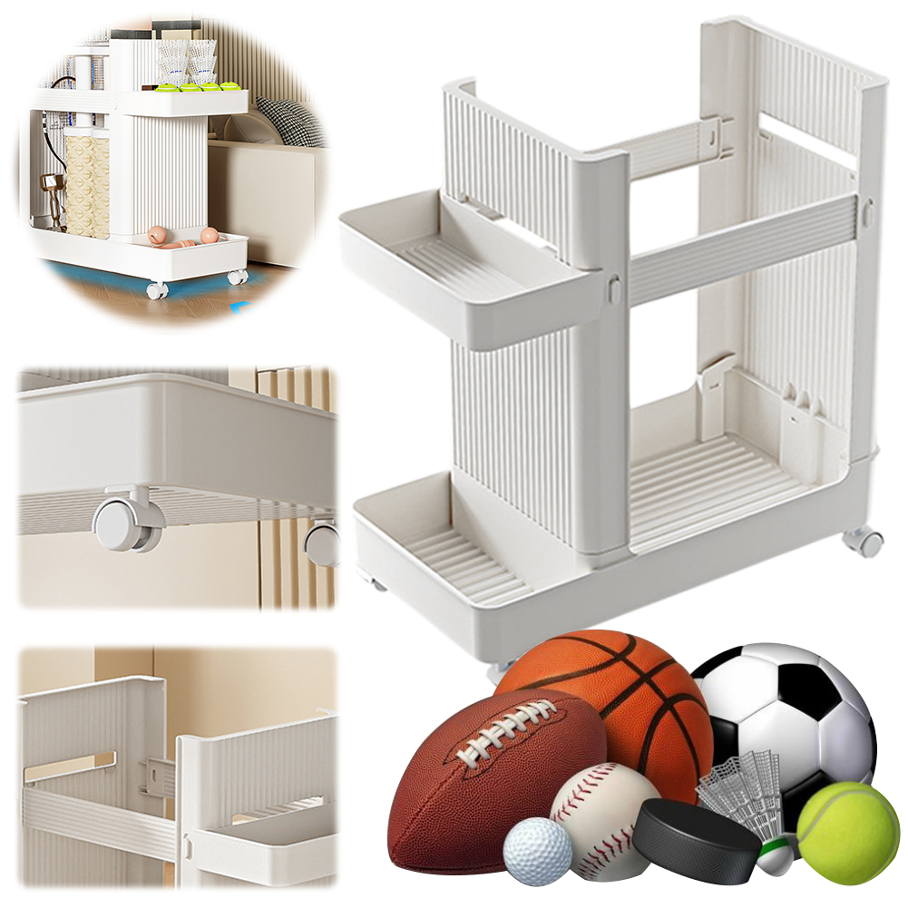 Sports Equipment Trolley - Gym Equipment Organizer Trolley with Wheels